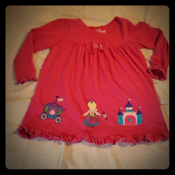 Girls pink and silver metallic thread dress - Picture 1 of 7